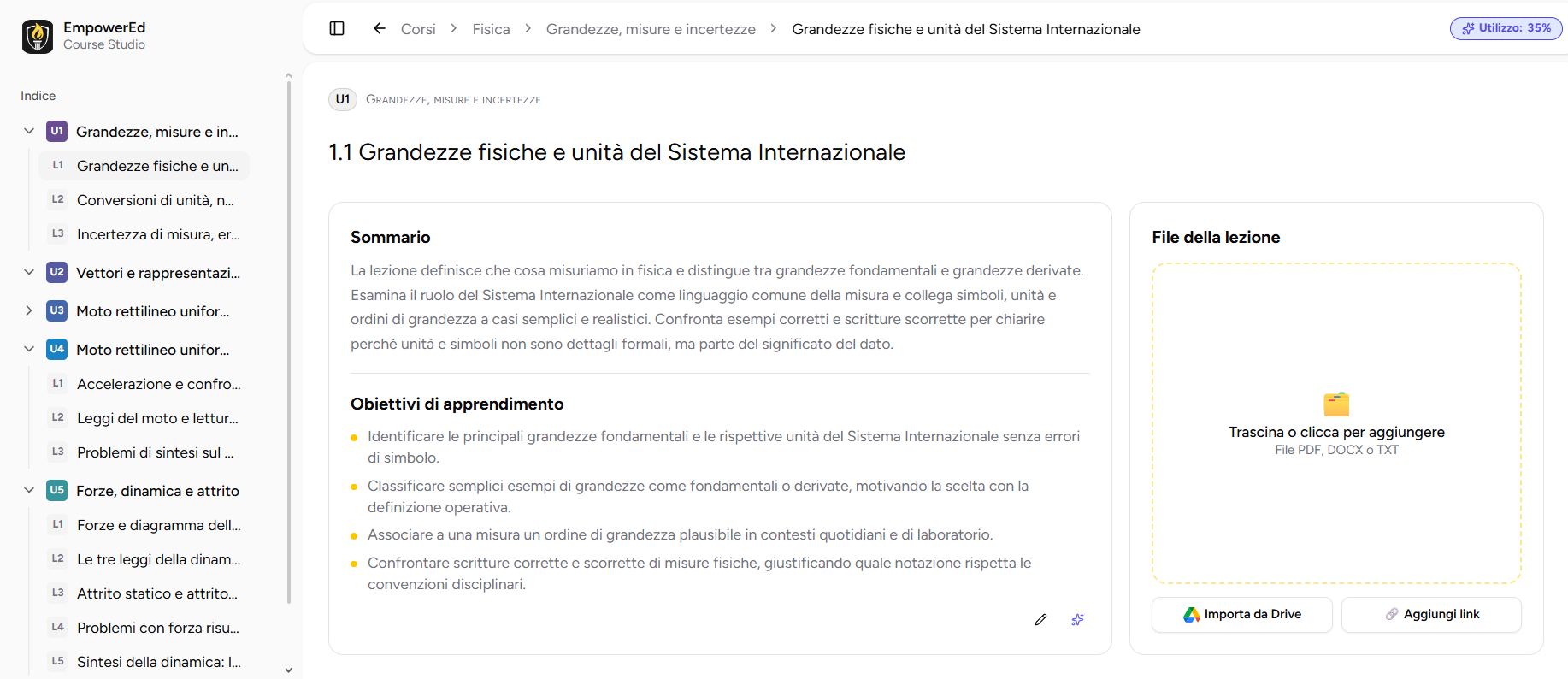 Scrittura di una lezione in empowerEd – Course Studio