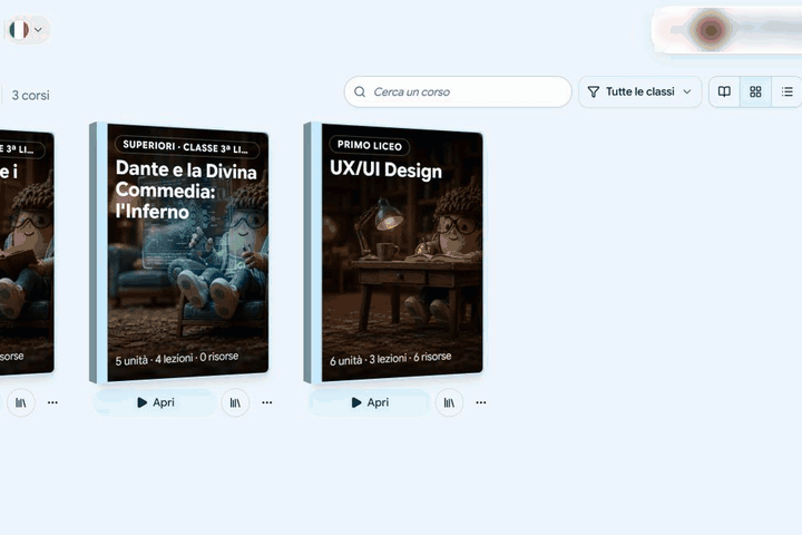 Il Programma di Course Studio con la struttura del corso, le unità e gli obiettivi di apprendimento